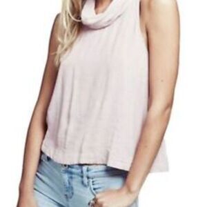 We The Free Pink Heathered Cowl Neck Sweater